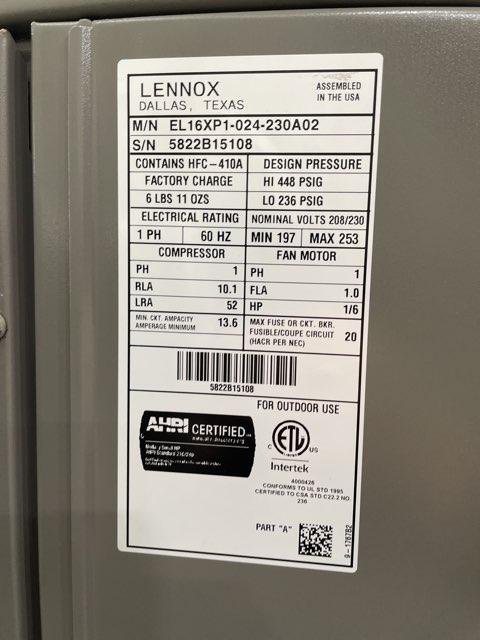 2 Ton Single-Stage Split-System Heat Pump 208-230/60/1 R410A 16 SEER