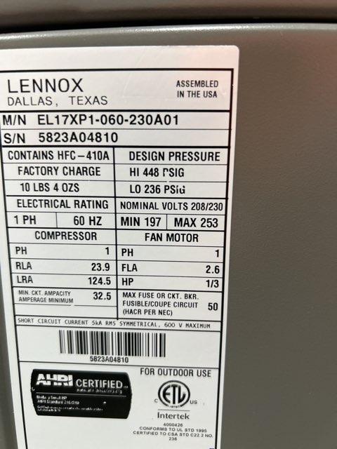 5 Ton Single-Stage Split-System Heat Pump 208-230/60/1 R410A 17 SEER