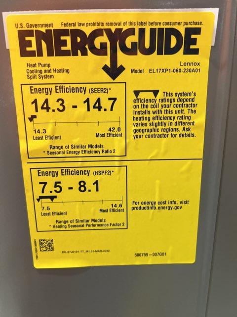 5 Ton Single-Stage Split-System Heat Pump 208-230/60/1 R410A 17 SEER