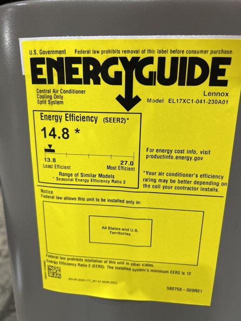 3.5 Ton Single-Stage Split-System Air Conditioner 208-230/60/1 R410A 14.8 SEER