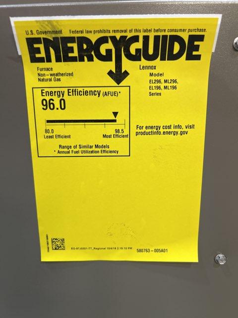 132,000 BTU Low NOx 2-Stg Up/Horz ECM Var Spd Comm Compatible Gas Furnace 96% 120/60/1 CFM: 2275