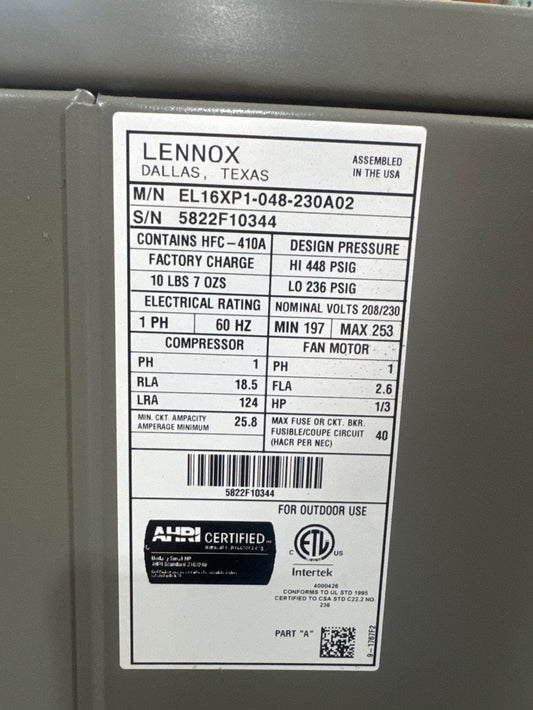 4 Ton Single-Stage Split-System Heat Pump 208-230/60/1 R410A 16 SEER