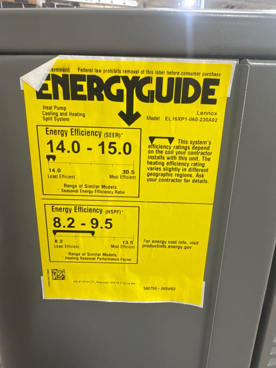 5 Ton Single-Stage Split-System Heat Pump 208-230/60/1 R410A 16 SEER