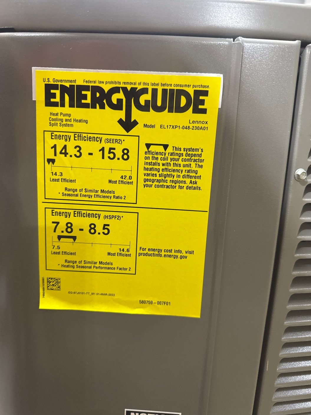 4 Ton Single-Stage Split-System Heat Pump 208-230/60/1 R410A 17 SEER