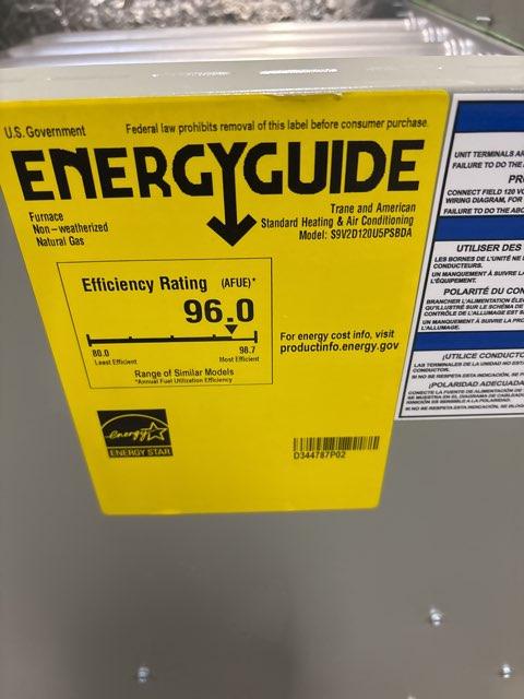 120,000 BTU Two-Stage Upflow/Horizontal PSC Variable Speed Gas Furnace 96% AFUE 120/60/1 CFM: 1985
