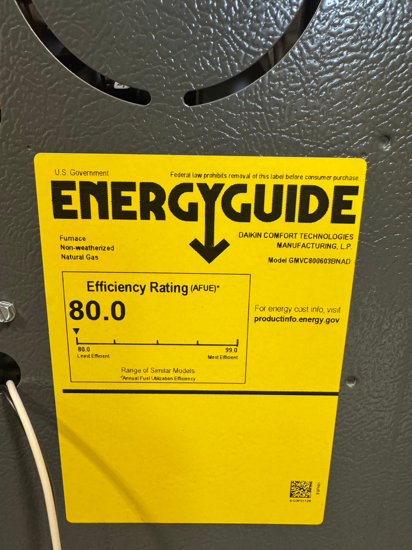 60,000 BTU Two-Stage Up/Horz ECM Variable Speed Communicating Gas Furnace 80% 115/60/1 CFM: 1200