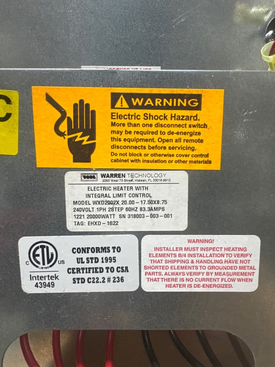 20 KW Electric Heat Strip 208/240/60/1