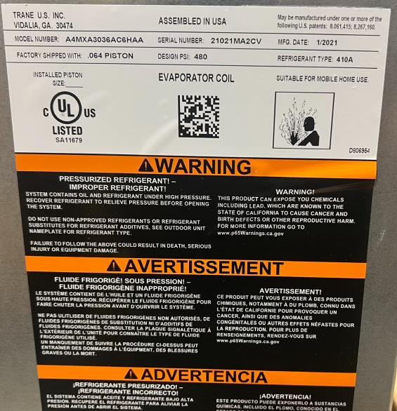 2.5 Ton 2-Stg SS Heat Pump 208-230/60/1 R410A 15.2 SEER2 with 3 Ton Multiposition Cased A Coil R410A
