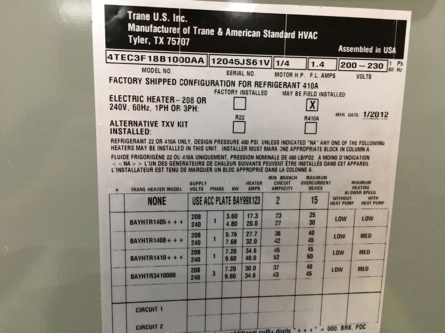 1.5 Ton SS AC R410A 14.3 SEER2 and 1.5 Ton Multi Fan Coil with 8kW Heat and Programmable Thermostat