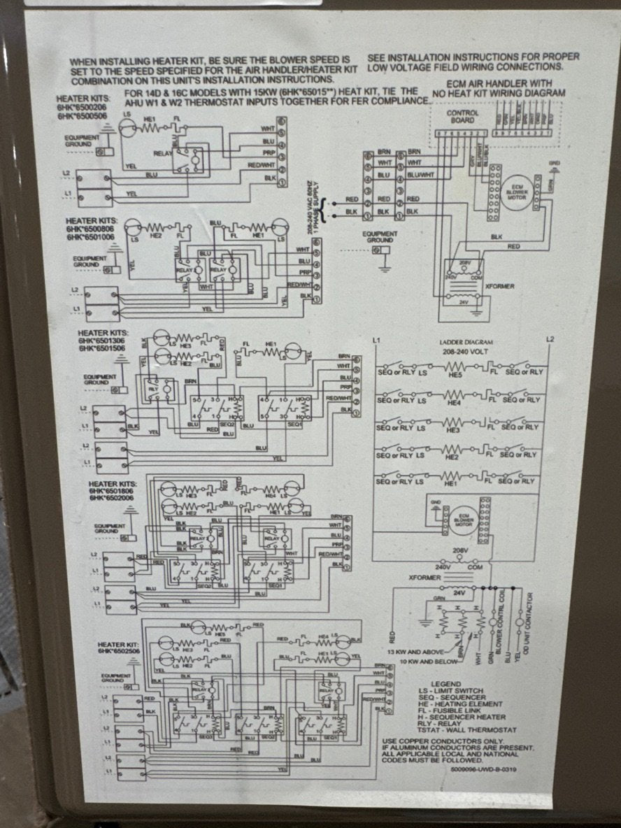 2.5 Ton AC/HP ECM Communicating Multiposition Air Handler 208-230/60/1 R-410A CFM 1000