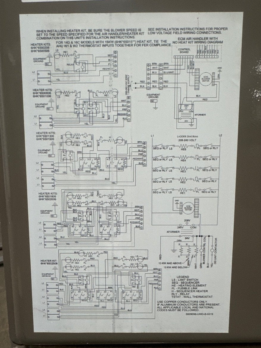 3 Ton AC/HP ECM Communicating Multiposition Air Handler 208-230/60/1 R-410A CFM 1200
