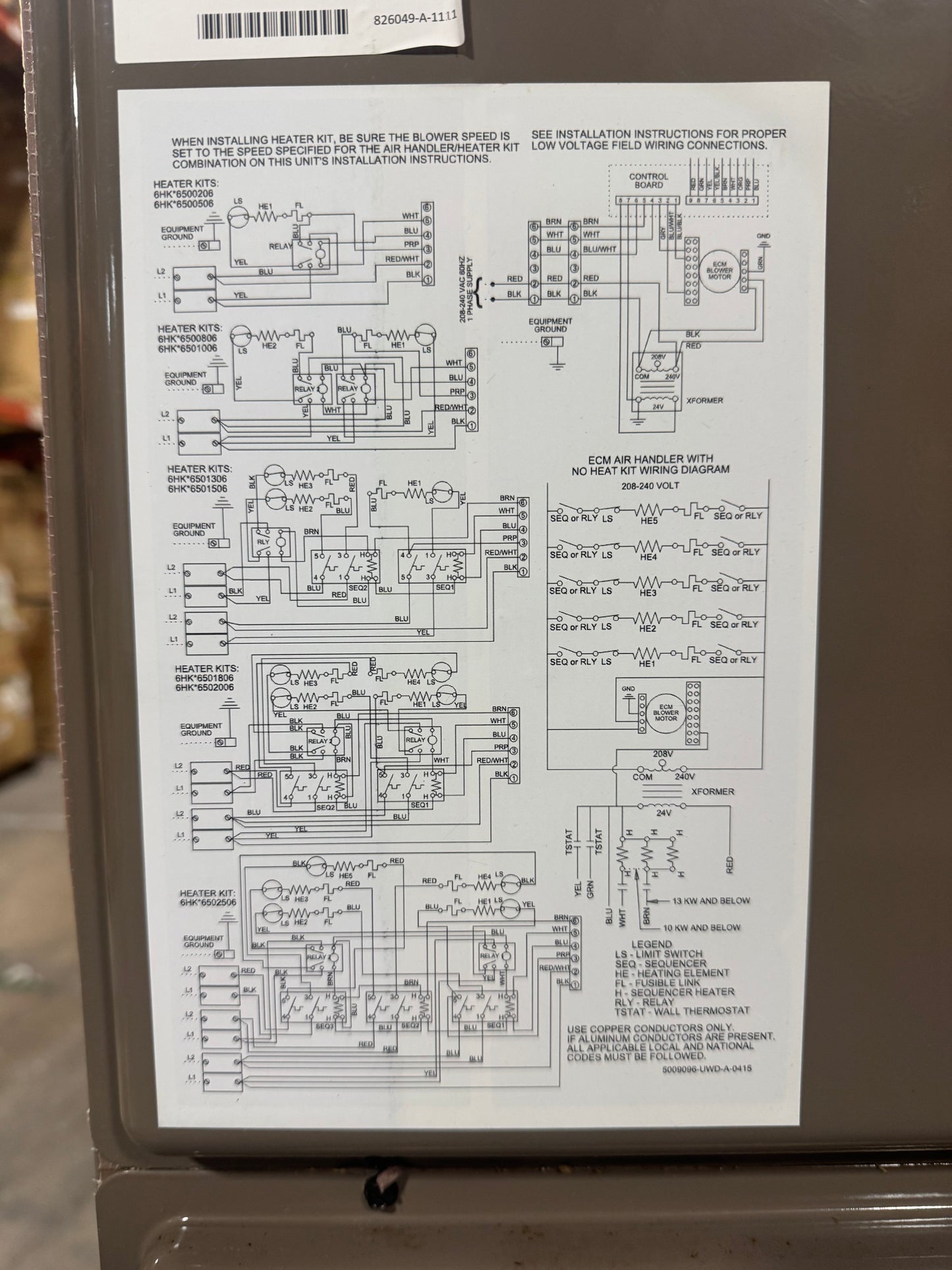 5 Ton AC/HP ECM Communicating Multiposition Air Handler 208-230/60/1 R-410A CFM 1800