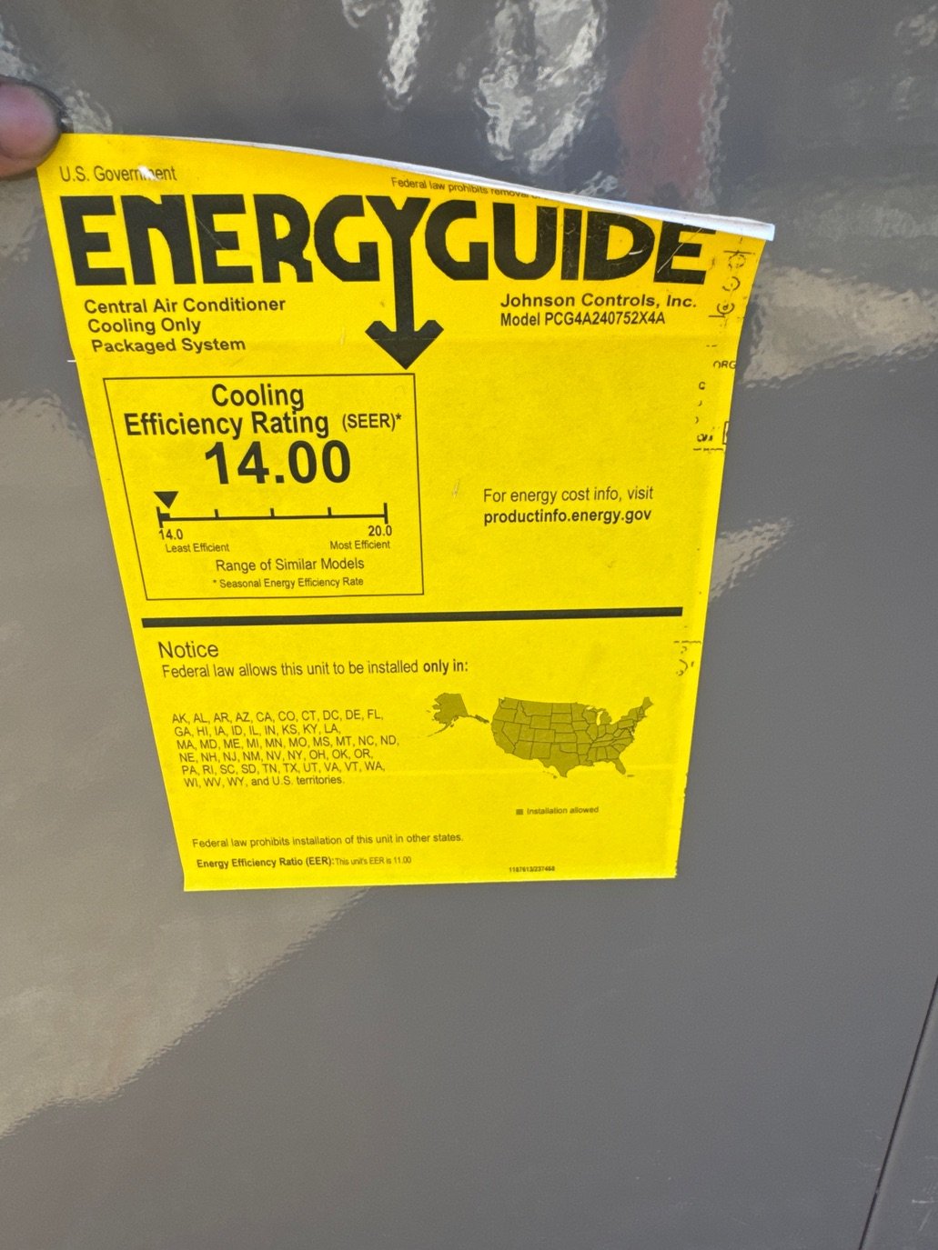 2 Ton Low NOx 1-Stg Convertible Natural Gas/Electric Packaged Unit, 14 SEER, 208-230/60/1, R410A