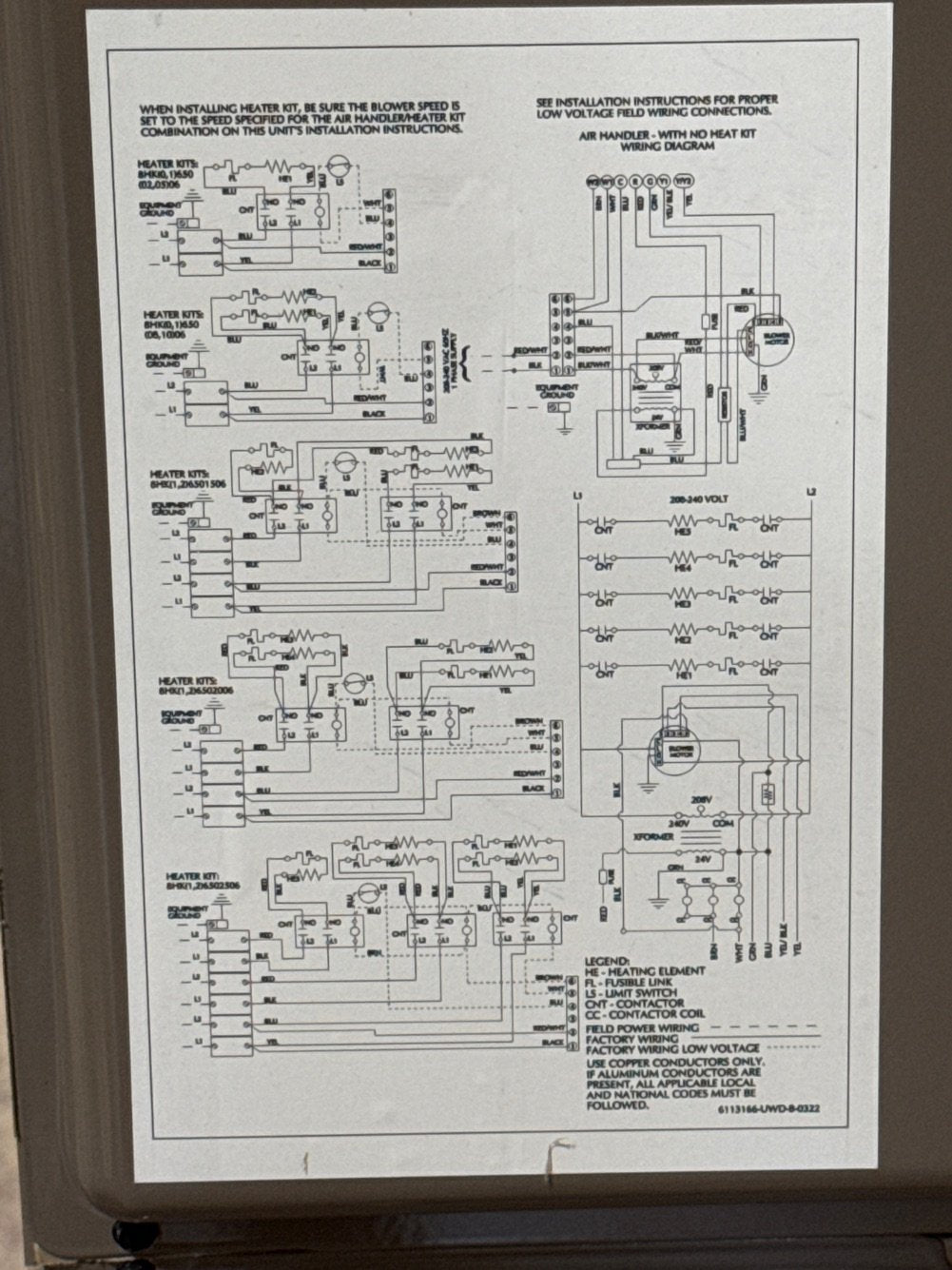 1.5 Ton AC/HP ECM Multiposition Air Handler 208-230/60/1 R-410A CFM 975