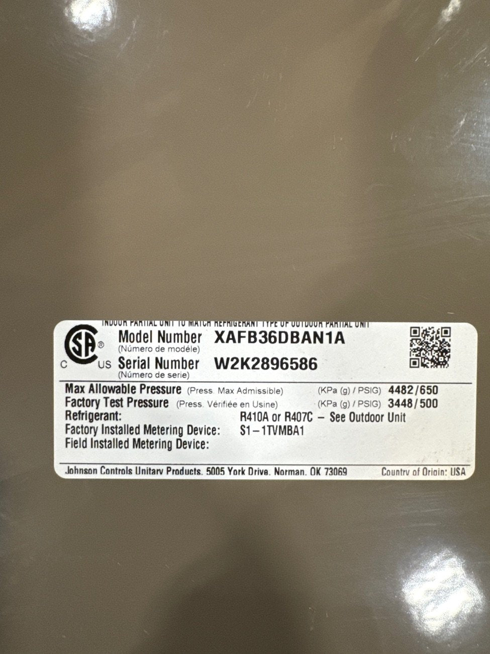 3 Ton AC/HP Upflow/Downflow Cased A Coil, R410A CFM 1200