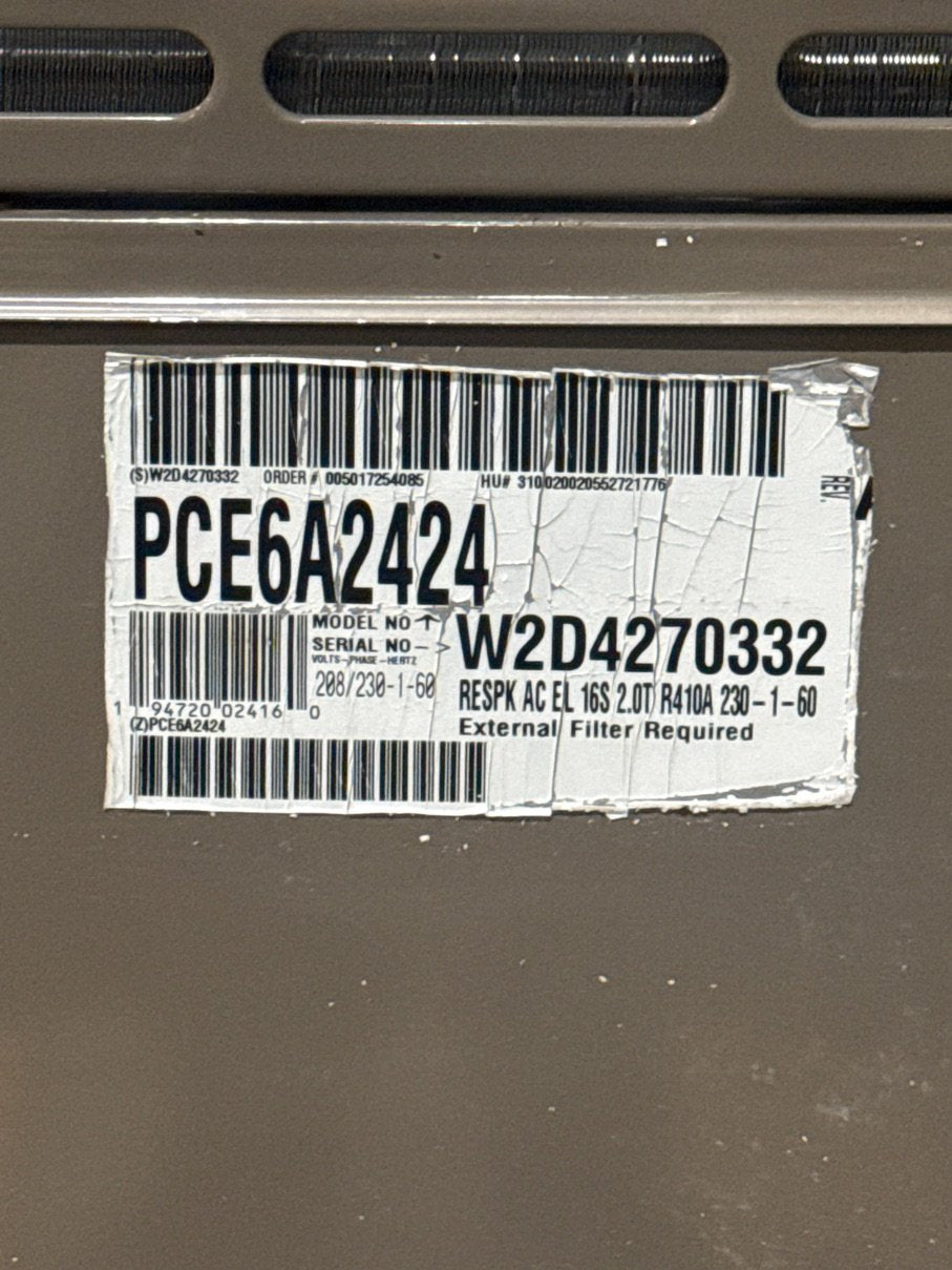 3.5 Ton Single-Stage Convertible Packaged Heat Pump Unit, 14 SEER, 208-230/60/1, R410A