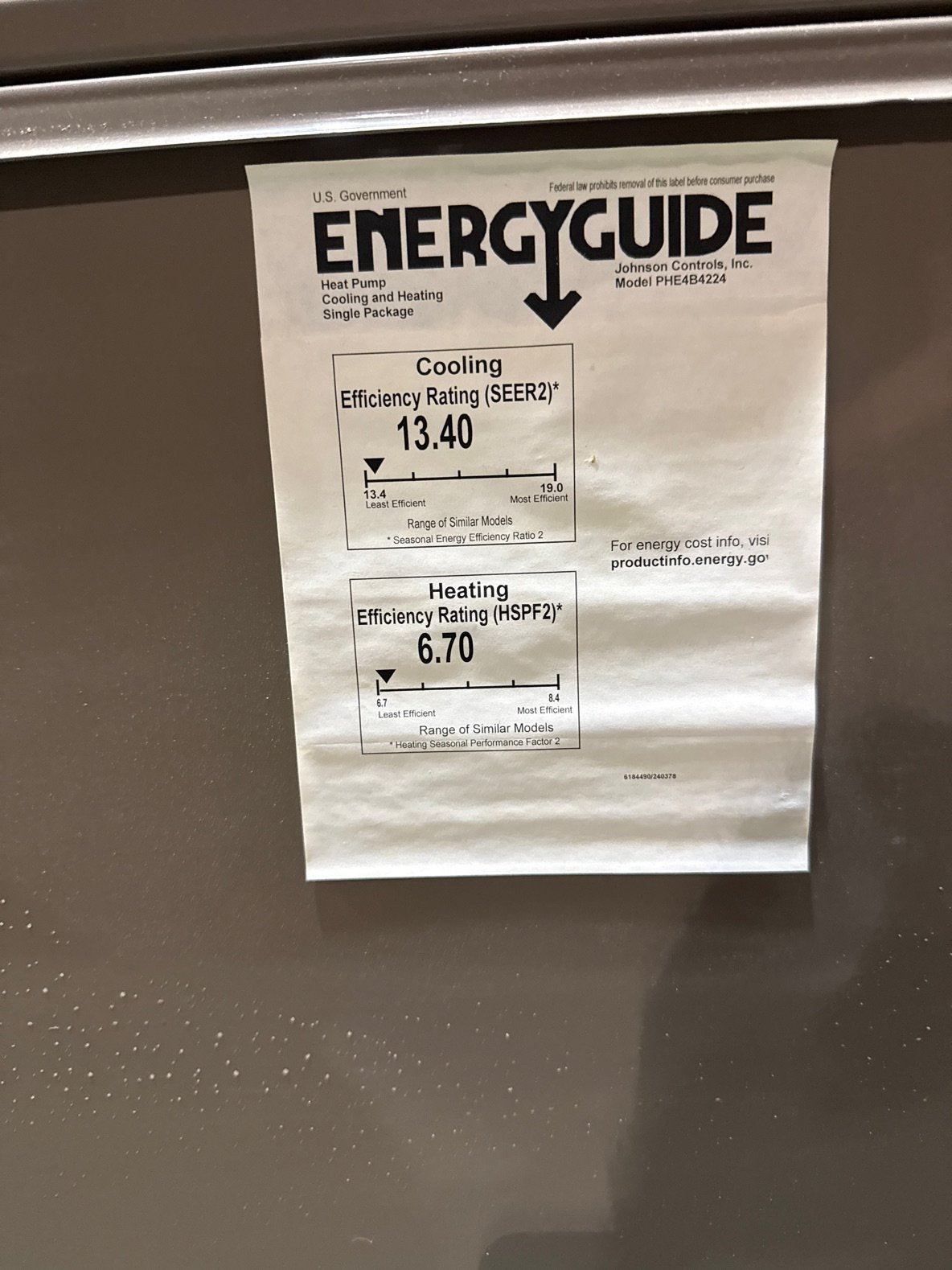 3.5 Ton Single-Stage Convertible Packaged Heat Pump Unit, 14 SEER, 208-230/60/1, R410A