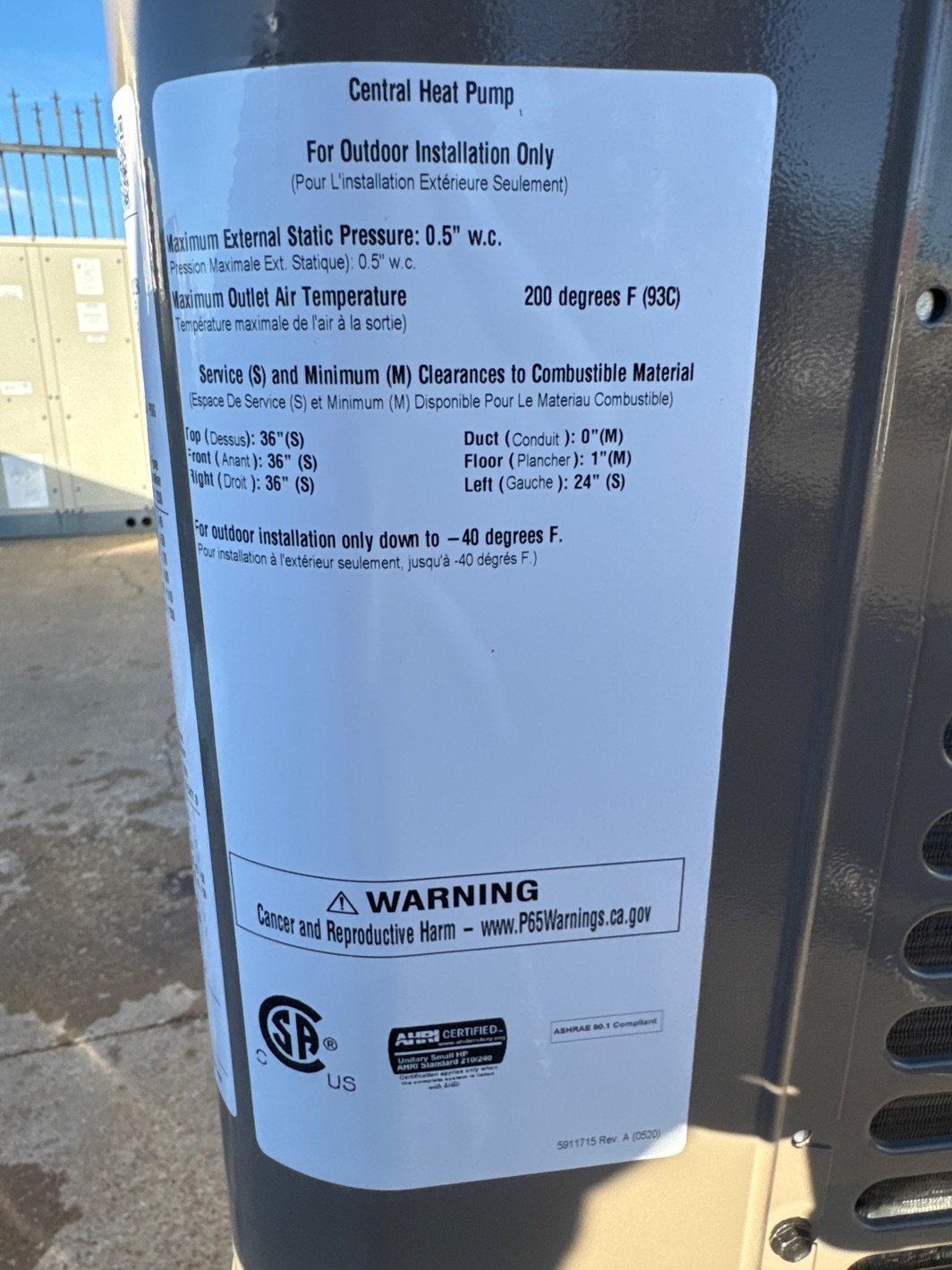 4 Ton Single-Stage Convertible Packaged Heat Pump Unit, 14 SEER, 208-230/60/1, R410A