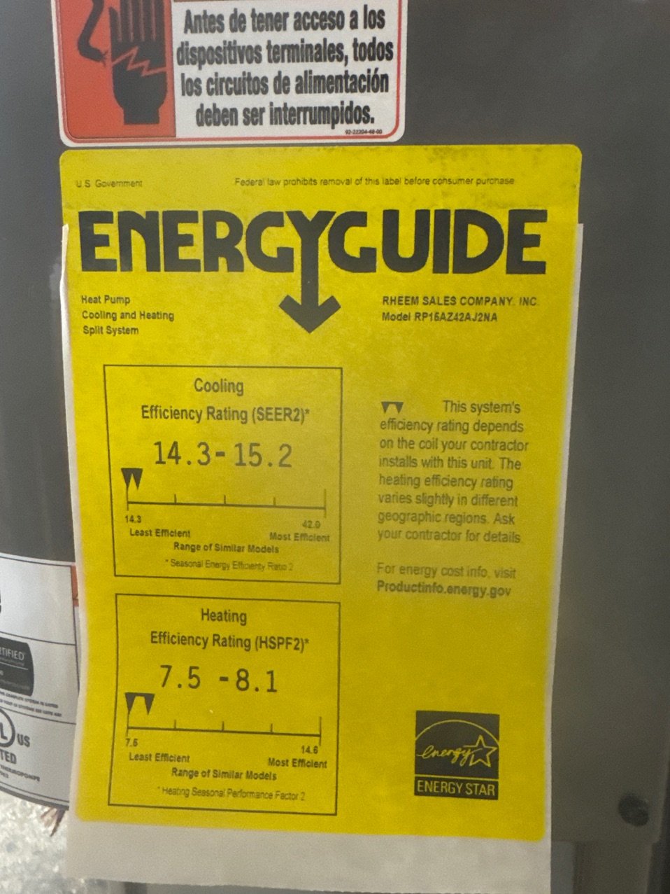 3.5 Ton Two-Stage Split-System Heat Pump 208-230/60/1 R410A 15.2 SEER2