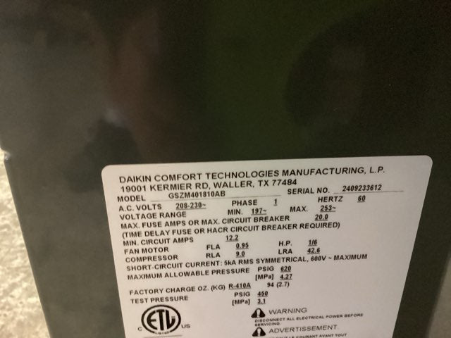 1.5 Ton Single-Stage Split-System Heat Pump 208-230/60/1 R410A 14.3 SEER2