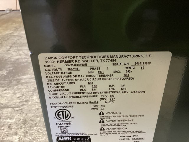 1.5 Ton Single-Stage Split-System Heat Pump 208-230/60/1 R410A 14.3 SEER2