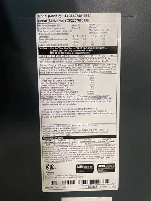2 Ton Ultra Low NOx Single-Stage Convertible Natural G/E Packaged Unit, 14 SEER, 208-230/60/1, R410A