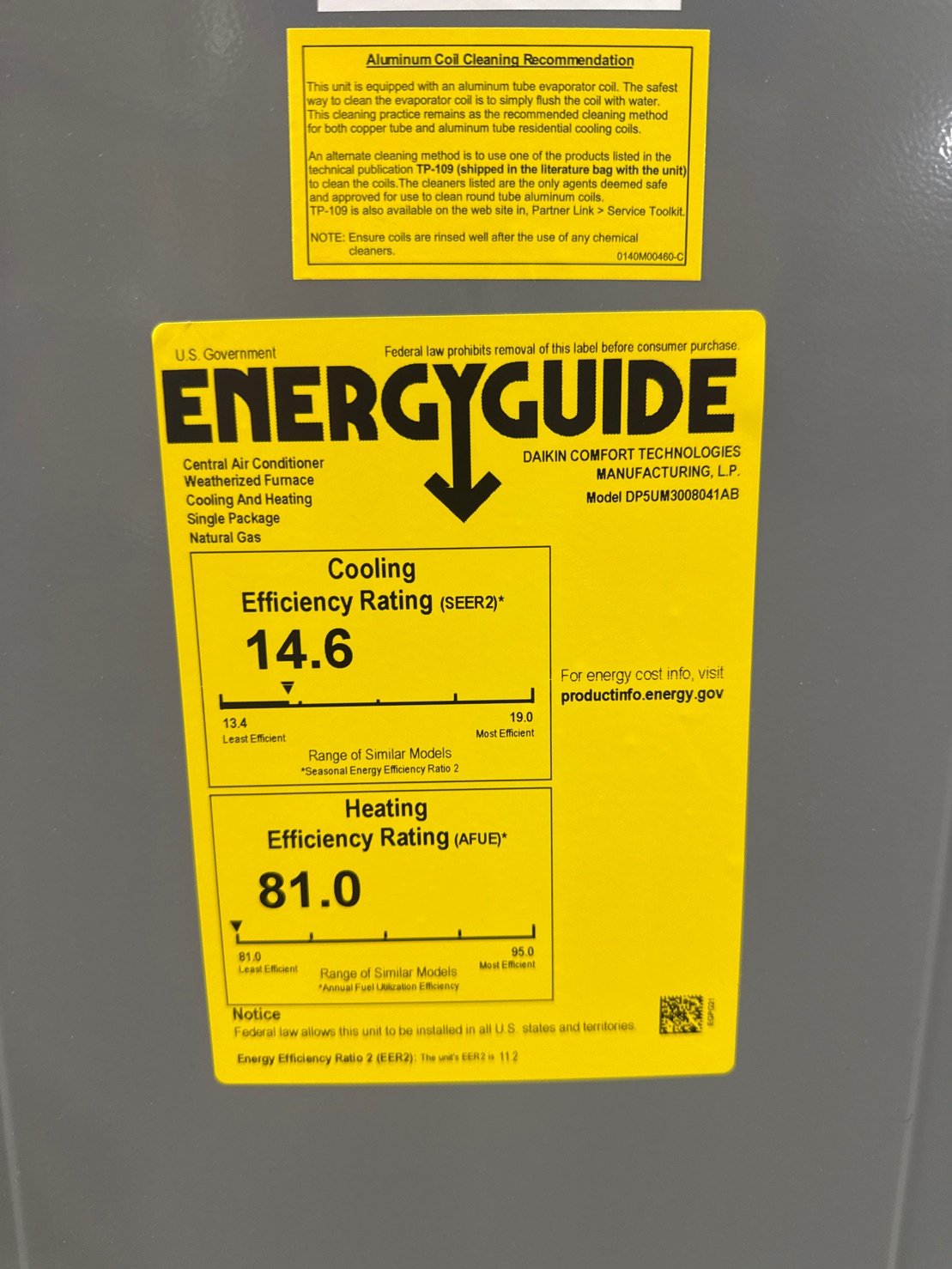 2.5 Ton Ultra Low NOx 2-Stg Convertible Natural G/E Packaged Unit, 14.6 SEER2, 208-230/60/1, R410A