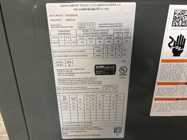 2 Ton Single-Stage Horizontal Packaged Heat Pump Unit, 13.4 SEER2, 208-230/60/1, R410A