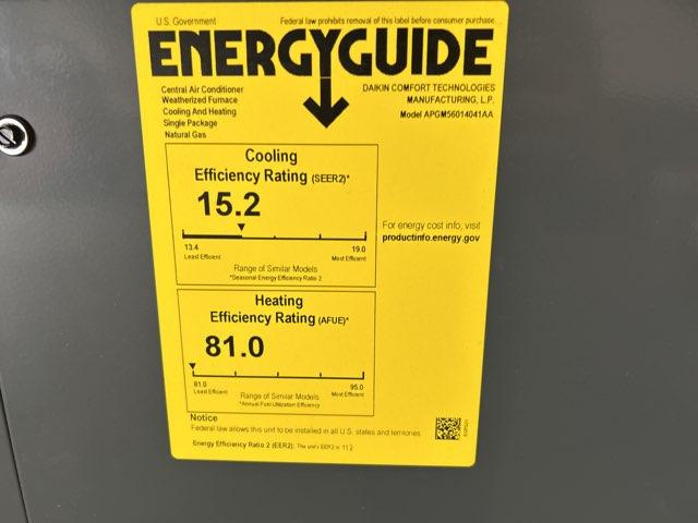 5 Ton Low NOx 2-Stg Convertible Natural Gas/Electric Packaged Unit, 15.2 SEER2, 208-230/60/1, R410A