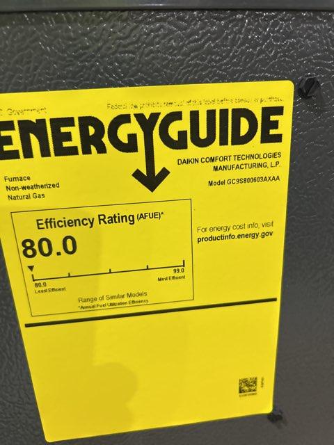 60,000 BTU Low NOx 1-Stg Downflow/Horizontal ECM Multi Speed Gas Furnace 80% 115/60/1 CFM: 1200