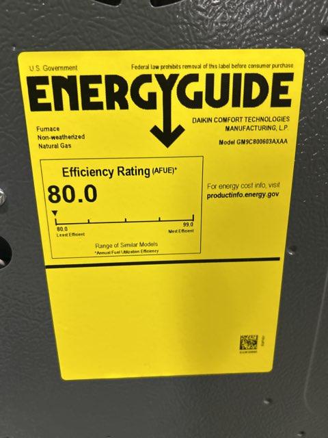 60,000 BTU Low NOx Two-Stage Upflow/Horizontal ECM Multi Speed Gas Furnace 80% 115/60/1 CFM: 1200