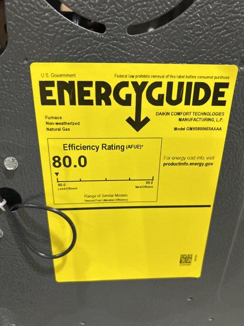 60,000 BTU Low NOx Single-Stage Upflow/Horizontal ECM Multi Speed Gas Furnace 80% 115/60/1 CFM: 1200