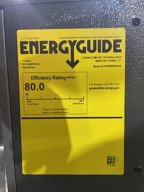 80,000 BTU Low NOx Two-Stage Downflow/Horizontal ECM Multi Speed Gas Furnace 80% 115/60/1 CFM: 1600