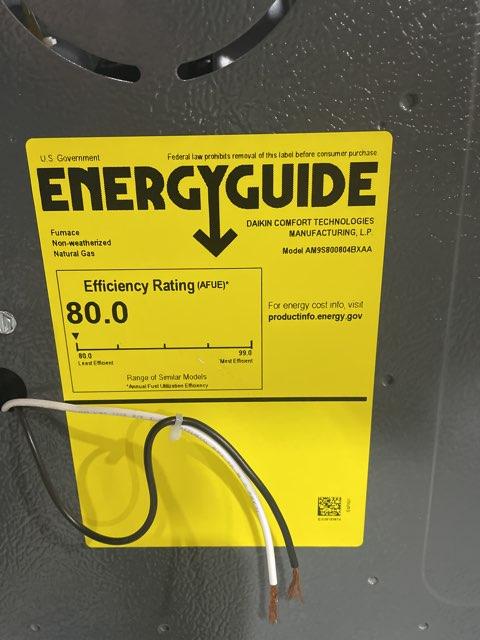 80,000 BTU Low NOx Single-Stage Upflow/Horizontal ECM Multi Speed Gas Furnace 80% 115/60/1 CFM: 1600