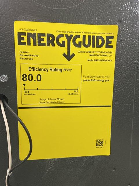 80,000 BTU Low NOx Single-Stage Upflow/Horizontal ECM Multi Speed Gas Furnace 80% 115/60/1 CFM: 1600