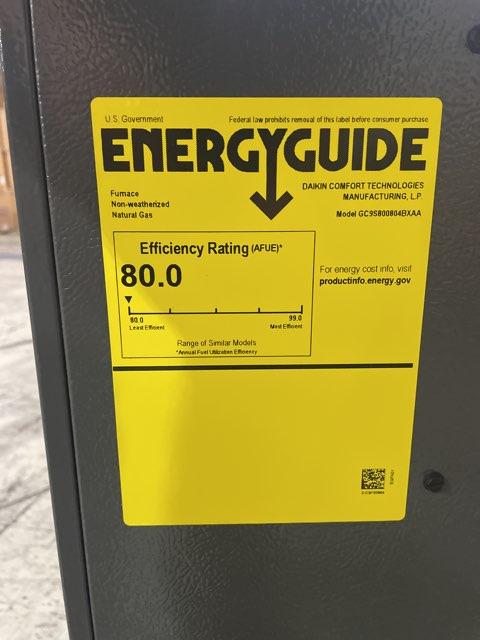 80,000 BTU Low NOx 1-Stg Downflow/Horizontal ECM Multi Speed Gas Furnace 80% 115/60/1 CFM: 1600