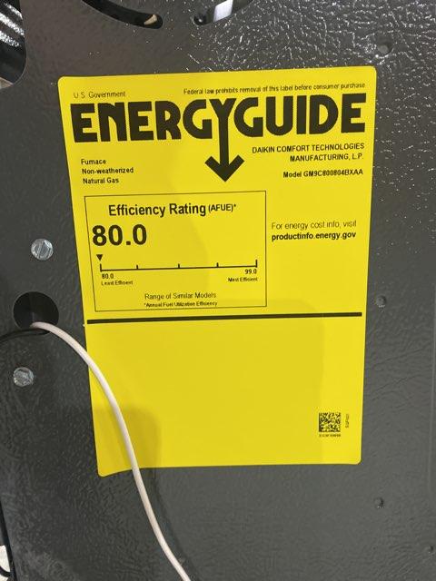 80,000 BTU Low NOx 2-Stg Upflow/Horizontal ECM Multi Speed Gas Furnace 80% 115/60/1 CFM: 1600