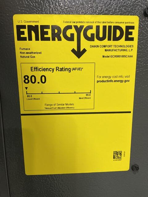 100,000 BTU Low NOx 1-Stg Downflow/Horizontal ECM Multi Speed Gas Furnace 80% 115/60/1 CFM: 2000
