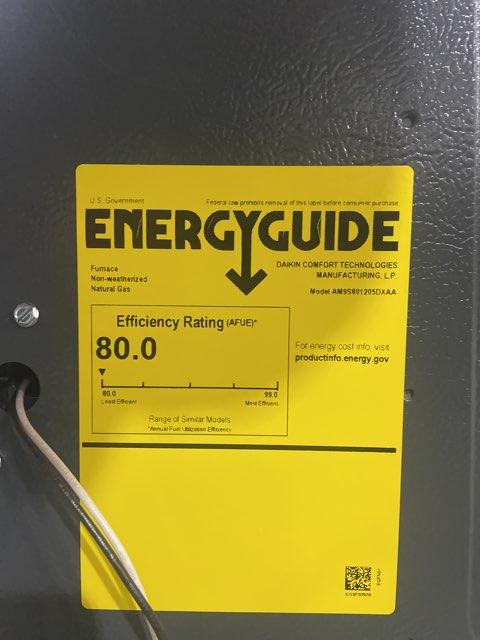 120,000 BTU Low NOx 1-Stg Upflow/Horizontal ECM Multi Speed Gas Furnace 80% 115/60/1 CFM: 2000