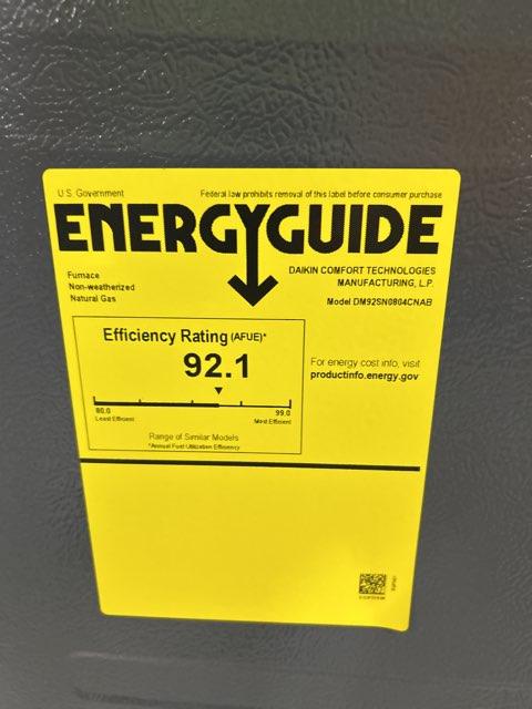 80,000 BTU Single-Stage Upflow/Horizontal ECM Multi Speed Gas Furnace 92% AFUE 115/60/1 CFM: 1600