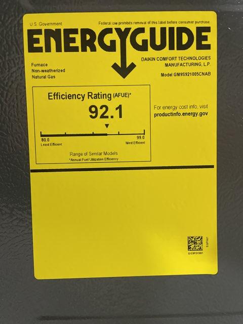 100,000 BTU Single-Stage Upflow/Horizontal ECM Multi Speed Gas Furnace 92% AFUE 115/60/1 CFM: 2000