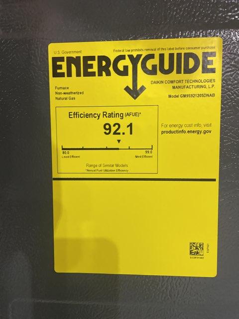 120,000 BTU Single-Stage Upflow/Horizontal ECM Multi Speed Gas Furnace 92% AFUE 115/60/1 CFM: 2000