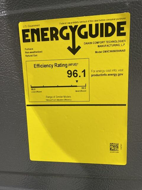 60,000 BTU Two-Stage Upflow/Horizontal ECM Multi Speed Gas Furnace 96% AFUE 115/60/1 CFM: 1200