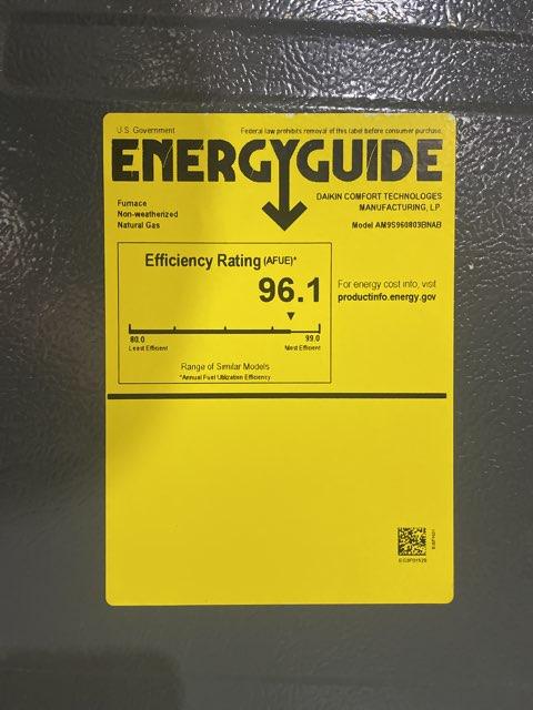 80,000 BTU Single-Stage Upflow/Horizontal ECM Multi Speed Gas Furnace 96% AFUE 115/60/1 CFM: 1200