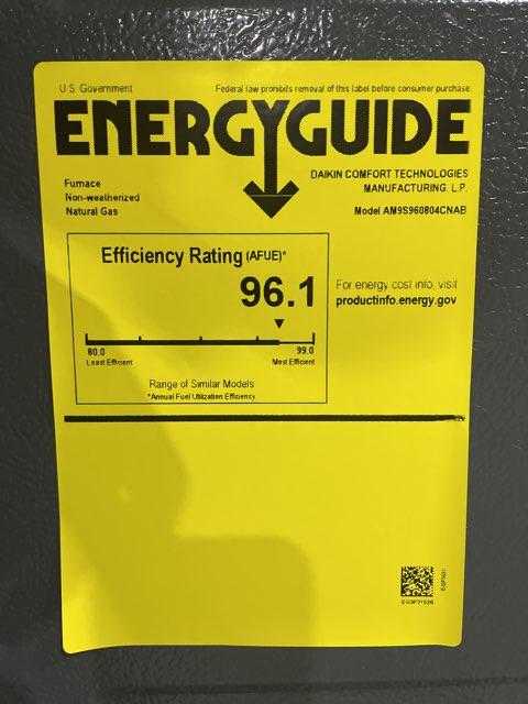 80,000 BTU Single-Stage Upflow/Horizontal ECM Multi Speed Gas Furnace 96% AFUE 115/60/1 CFM: 1600