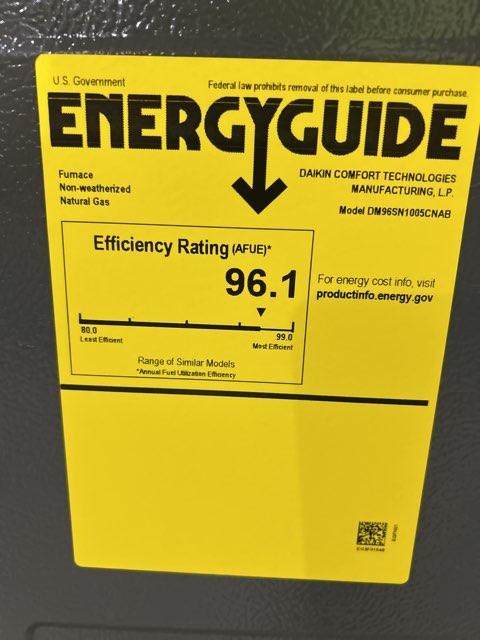 100,000 BTU Single-Stage Upflow/Horizontal ECM Multi Speed Gas Furnace 96% AFUE 115/60/1 CFM: 2000