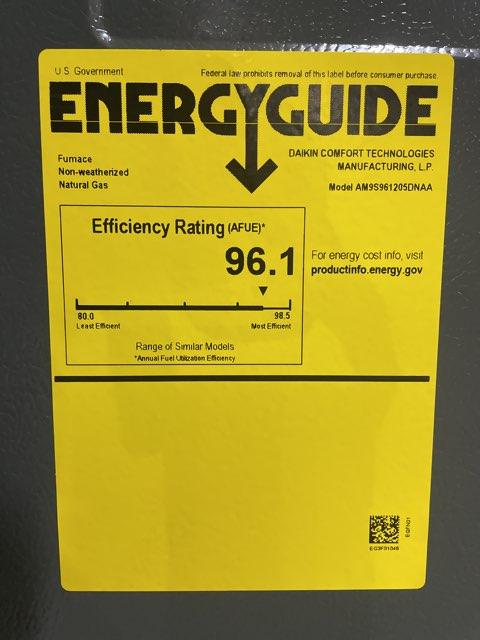 120,000 BTU Single-Stage Upflow/Horizontal ECM Multi Speed Gas Furnace 96% AFUE 115/60/1 CFM: 2000