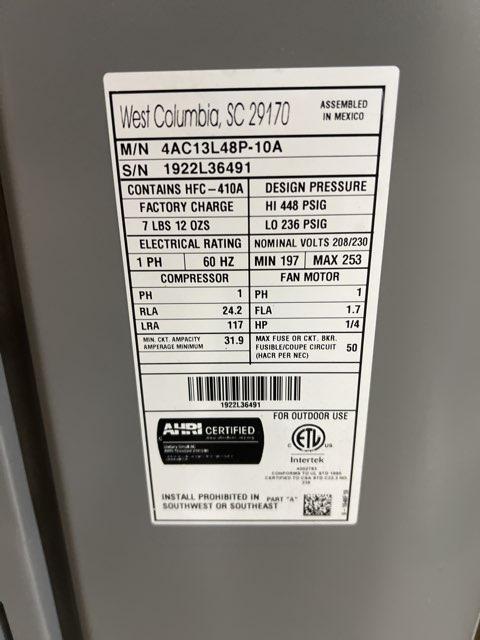 4 Ton SS Air Conditioner 13 SEER, 208-230/60/1 R410A and 4 Ton Multi ECM Comm Compatible Air Handler