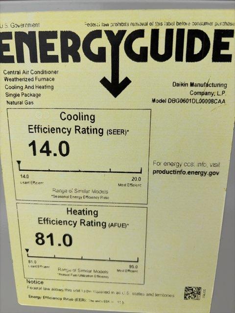 5 Ton Single-Stage Convertible Natural Gas/Electric Packaged Unit, 14 SEER, 208-230/60/1, R410A
