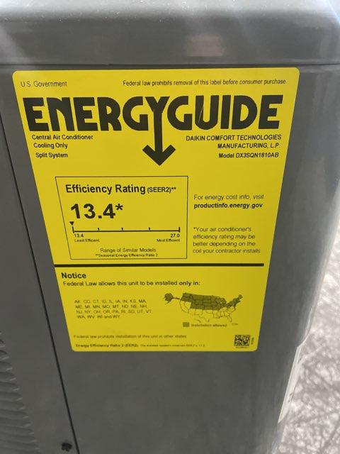 1.5 Ton Single-Stage Split-System Air Conditioner 208-230/60/1 R410A 13.4 SEER2